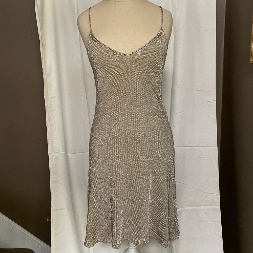 Lipsy London gold foil knit dress